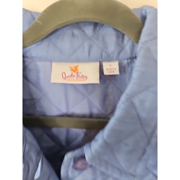 Quacker Factory Jacket Women L Blue Quilted Sequin Floral Embroidered Coastal - Picture 2 of 14